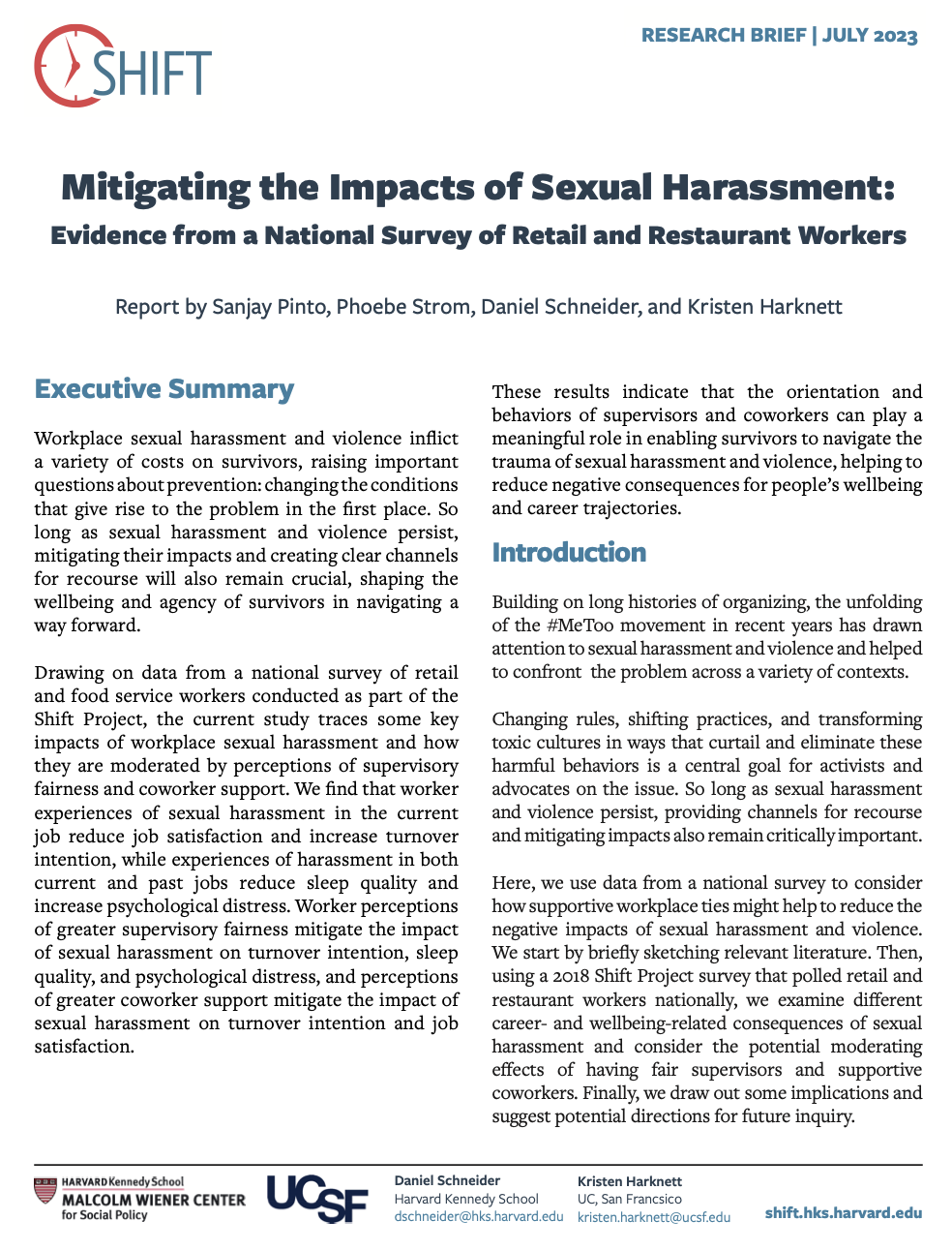 Mitigating the Impacts of Sexual Harassment: Evidence from a National ...